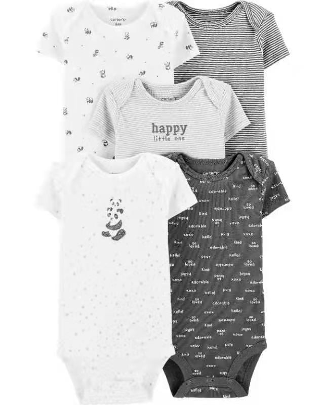 Summer baby jumpsuit short sleeved 5-piece set for male and female babies, exporting high-end hip-hop pants, A-class cotton suspenders for foreign trade