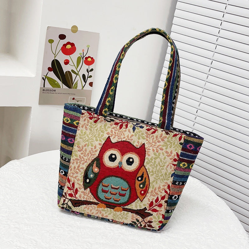 double sided embroidery printed bag