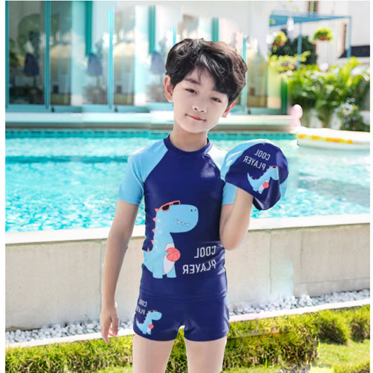 A 2024 New Split Three-Piece Children's Swimsuit Set Cartoon Pattern Medium and Big Boy Split Swimsuit Wholesale 0.14KG