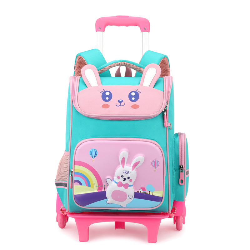 A Wholesale of 2024 new primary school school student backpacks, girls and children's suitcase, boys detachable drag cartoon