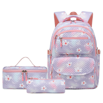 Un nuevo conjunto de tres piezas con estampado de Amazon, mochila transparente y dulce para estudiantes, conjunto de tres piezas con mochila de moda 