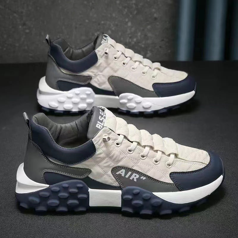 A one-piece hair delivery men's spring and autumn new leather shoes lightweight running casual sports shoes platform running shoes casual