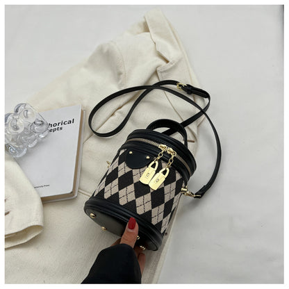 Crossbody bag texture rhombus hand bucket bag 0.34KG