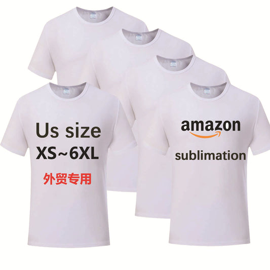 Una camiseta publicitaria de transferencia por sublimación en caliente modal de seda de leche en blanco de color sólido transfronterizo, camiseta de poliéster para niños, camiseta de manga corta para hombres 