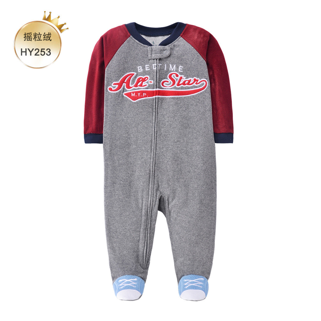 A children's clothing live stream supply baby climbing clothes with socks long sleeves newborn Romper baby fleece onesie