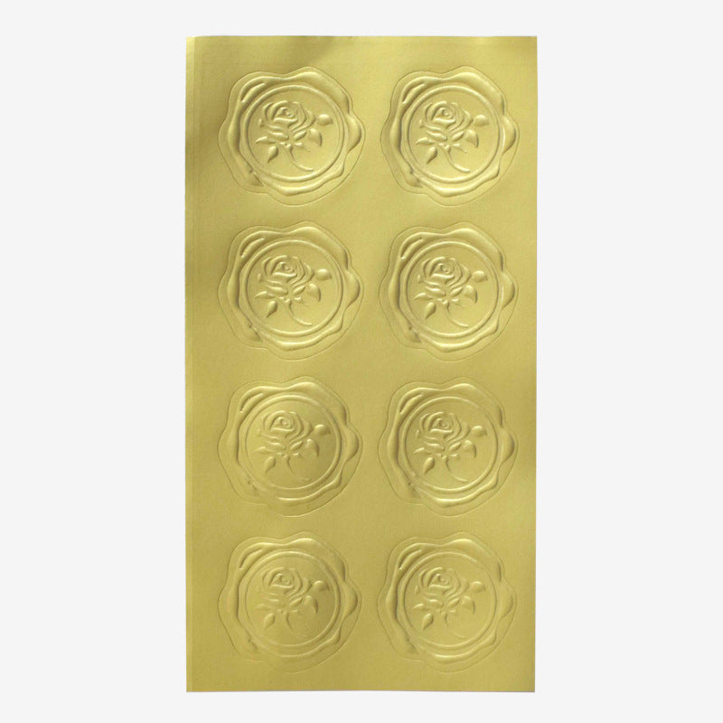 A gold fire print sticker spot baking gift sealing sticker self-adhesive sticker label sealing sticker 8 pcs/sheet MOQ: 50PIECE