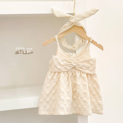 Vestido de princesa con mangas abullonadas para niñas pequeñas de estilo coreano, nuevo de verano, con banda para el pelo, 0,12 kg