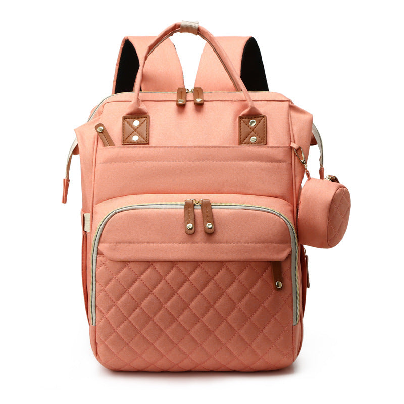 Bolso de mamá clásico decorado con una pequeña billetera Zero, bolso multifuncional para madre y bebé con carga USB, bolso ligero de color sólido para mamá, 0,77 kg 