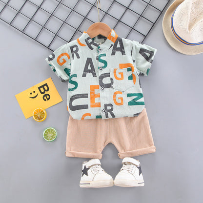 Ropa para niños Verano Nuevo Casual Niños y Niñas Bebé Camisa de Bebé Manga Corta Conjunto de 2 piezas 0,15 kg 