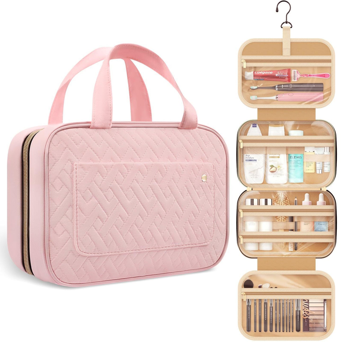 A spot cross-border exclusive travel toiletries with hooks, portable makeup bags, travel ladies toiletries, handbags MOQ: 3 PIECE