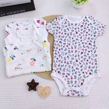 A Newborn summer short-sleeved one-piece clothes for infants and toddlers cotton triangle bag fart floral clothes for boys and girls wholesale