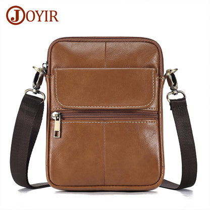 A Cross-border trend leather messenger bag men's vertical square messenger bag high-end men's single shoulder satchel men's