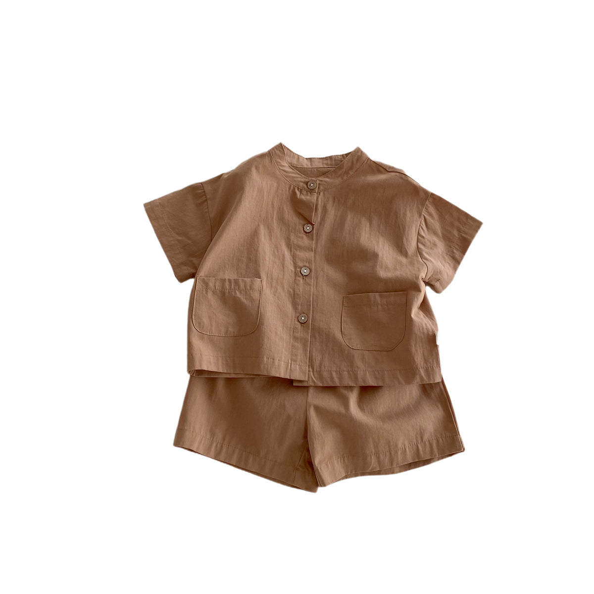 A INS Korean version of the baby summer thin solid color short-sleeved shirt and shorts set for children and boys casual two-piece set