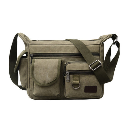 A Crossbody bag Men's high-end men's bag Backpack Men's casual travel bag Shoulder bag Sports retro canvas bag