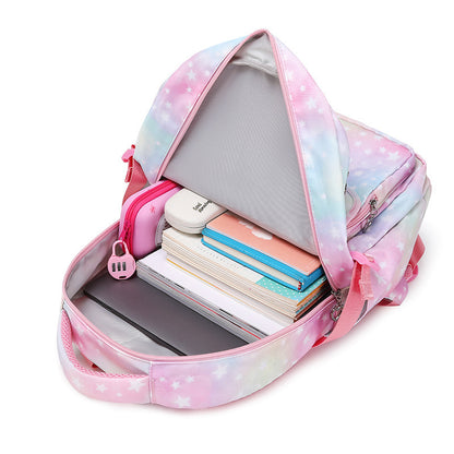 A New Spinal Protection and Weight Reducing Cute Shoulder Bag for Girls 3-6 Grade Elementary School Pupils Bento Bag, Pen Bag, Book Bag, Three Piece Set