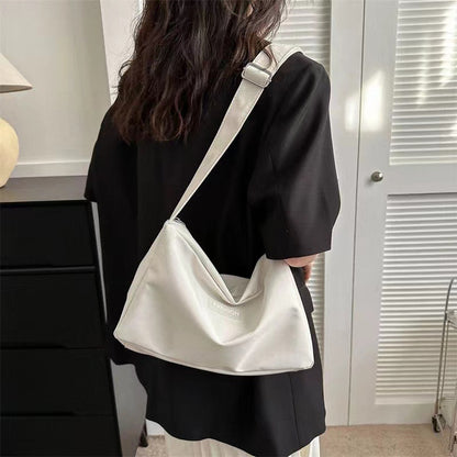 A 2024 New Crossbody Bag Student Classroom Bag Women's Instagram Wind Series Large Capacity Solid Color Mother and Child Bag Single Shoulder Bag