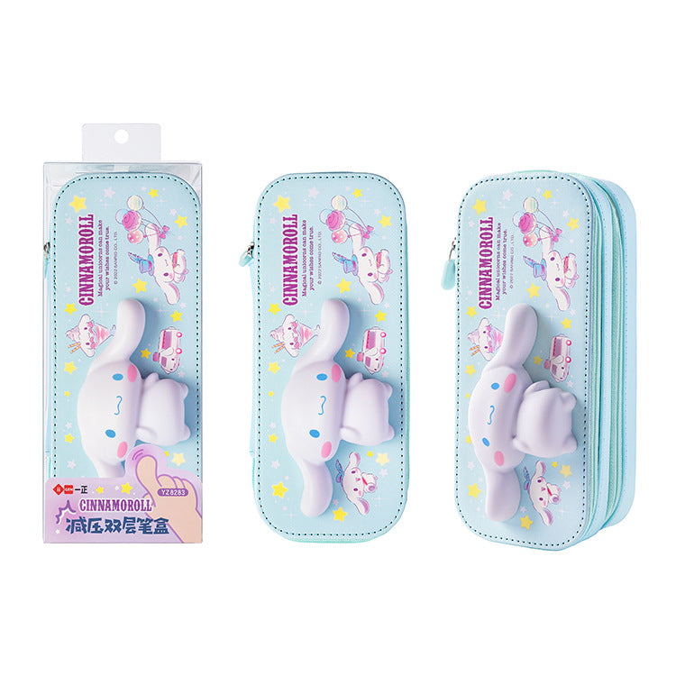 A iigen Stationery, Sanrio Family Image Decompression Pen Box, Multi functional Student Stationery Box, Children's Pen Bag