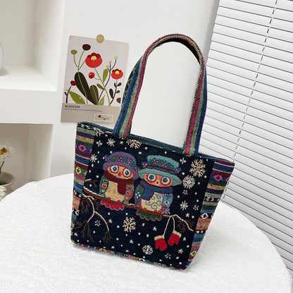 double sided embroidery printed bag