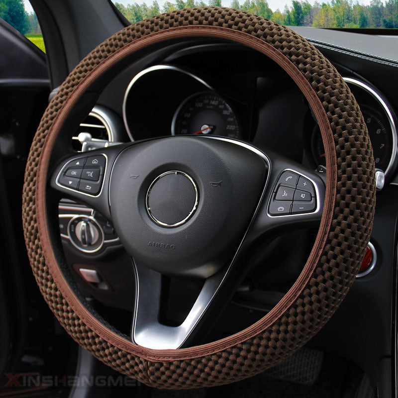 Massage Coarse Mesh Ringless Elastic Steering Wheel Cover Gear Cover Handbrake Cover Handlebar Cover 2-3 Piece Set (MOQ:10 SET ,If buy one piece need 1usd extra fee)