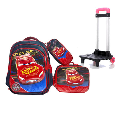 A Factory spot new foreign single three-piece backpack boys, girls, primary school students, children's trolley schoolbags, large capacity