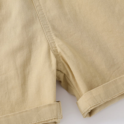 A 2023 Summer Boys' Casual Shorts Comfortable Cotton and Hemp Children's Capris British Cotton Mid Rise Casual Pants