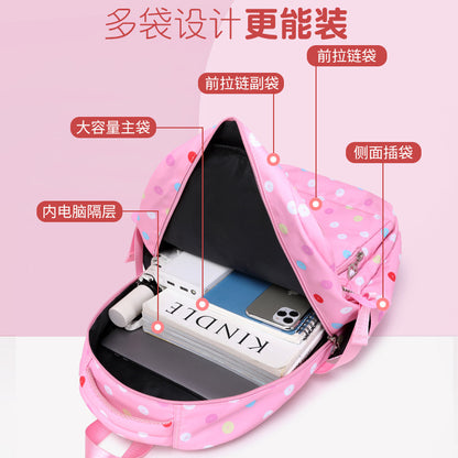 A 2024 new primary school school bag for 123 grades to 6th grade large capacity backpack polka dot print backpack