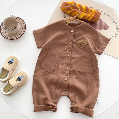 A children's clothing spot baby one-piece ins Korean version of the newborn boy baby cotton bag fart one-piece clothes out of summer