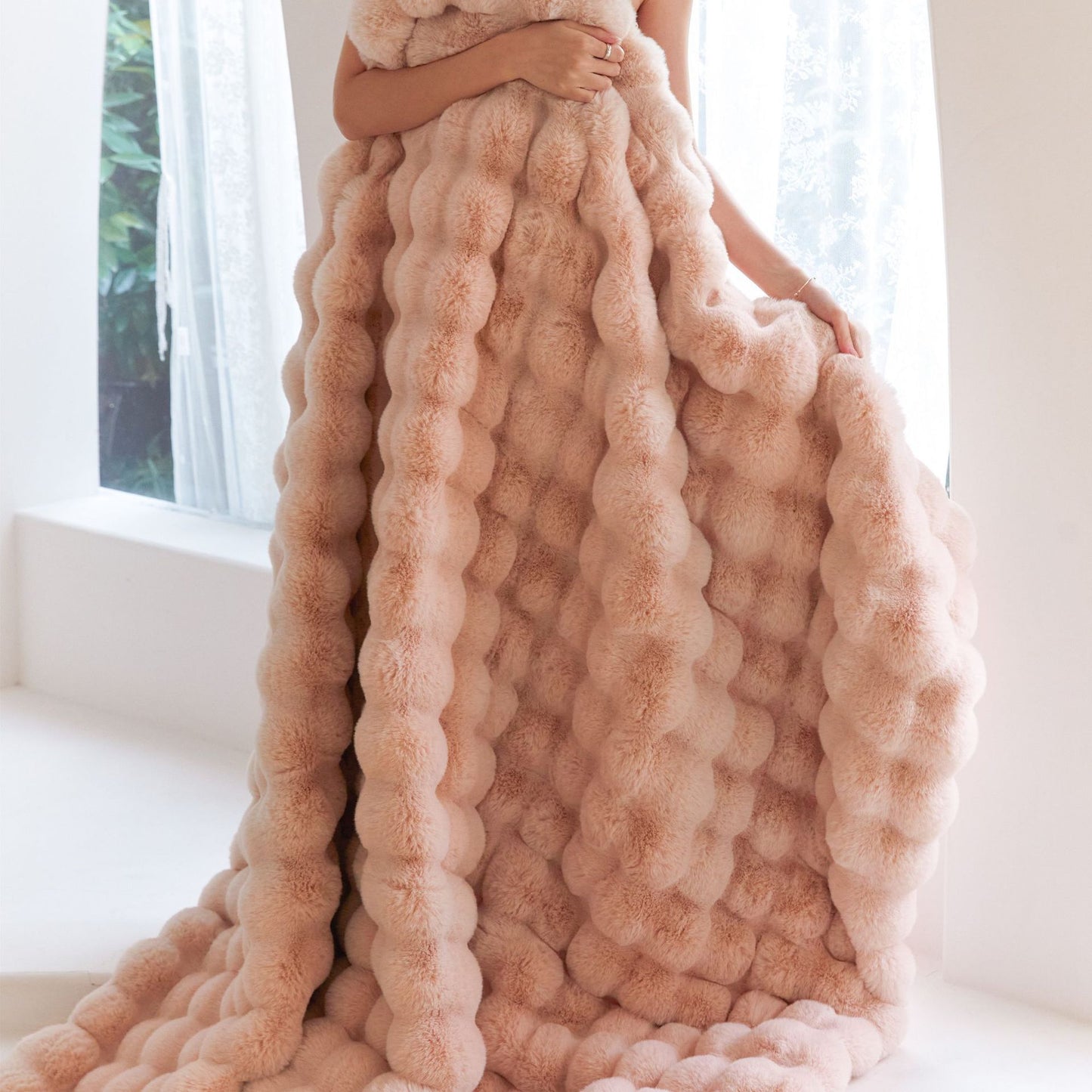 A Tuscan Blanket Imitation Rabbit Blanket Bubble Plush Blanket Double Sided Thickened Office Nap Blanket Sofa Blanket