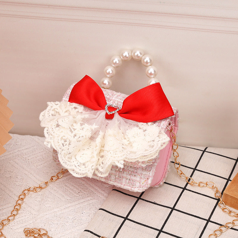 Princess, Fragrance, Chain Bag, Baby, Pearl Accessories, Hand Bag, Cute Bow Girl, Shoulder Bag