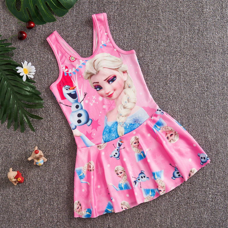 Traje de baño para niñas de una pieza, de tamaño mediano y grande, para niñas, estilo princesa, con falda, 0,1 kg 