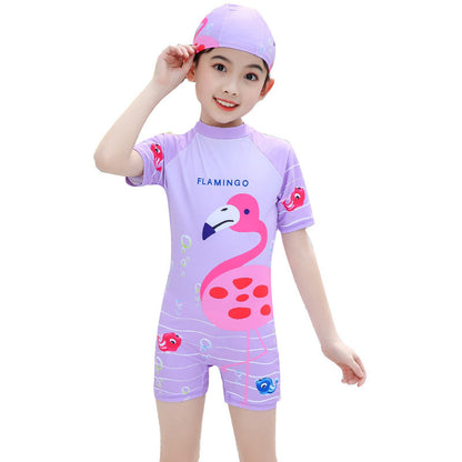 A New Girls Swimsuit One-piece Cute Princess Little Girl Baby Swimsuit Korean Version Children's Surf Suit Tide Wholesale 0.2KG