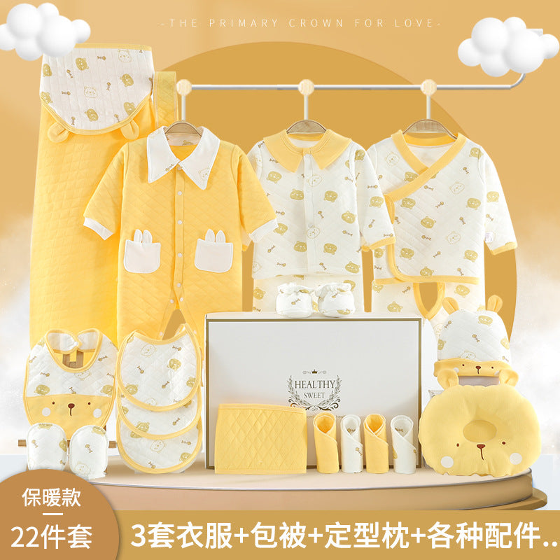 A Baby Cotton Clothes Gift Box Newborn Set Spring and Autumn Season Gift Box Clothes Newborn Full Term Baby Set High end