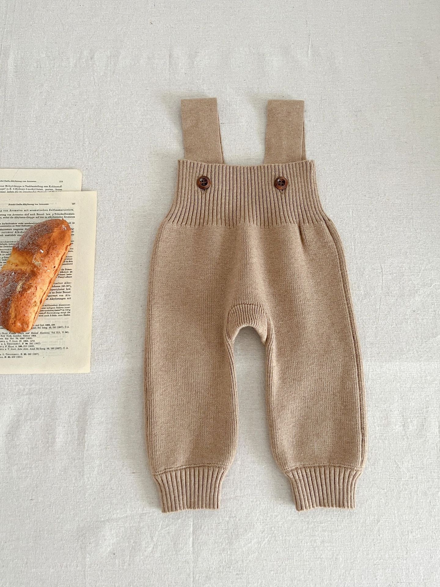 A ins style baby autumn knitted overalls Korean version infant onesie male and female baby foreign style knitted pants