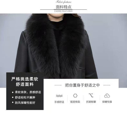 A autumn and winter Haining fur coat female Korean version imitation fox hair slim and thin medium and long leather coat fur coat