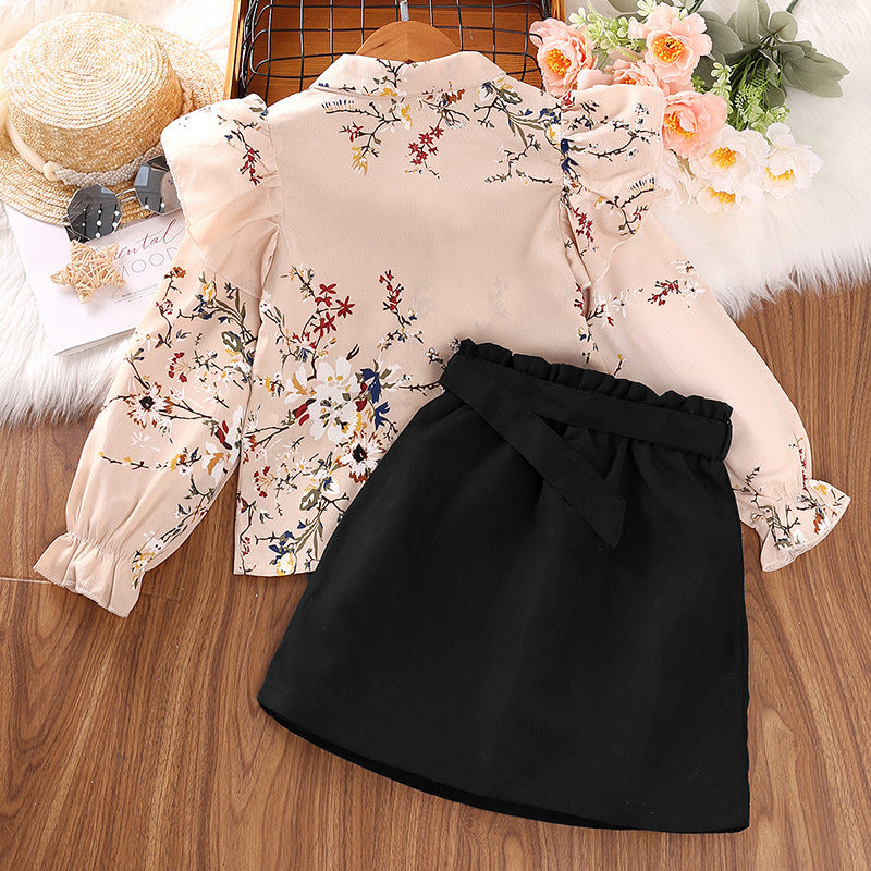 Conjunto de vestido de primavera para niña, nueva ropa para niños, edición coreana, camisa, media falda, 0,3 kg 