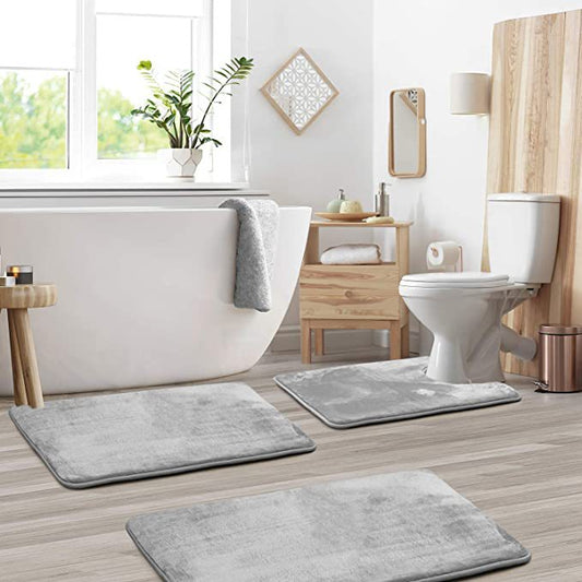 A European toilet three-piece carpet solid color bathroom non-slip mat household floor mat spot PVC microfiber seat cushion