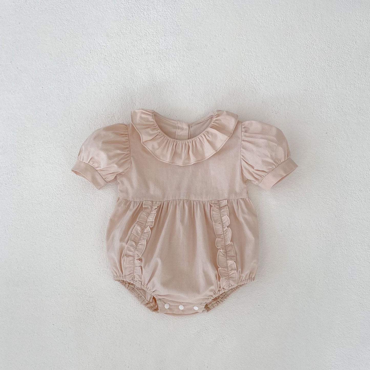 A cross-border baby clothes 2024 summer cotton bubble sleeve wooden ear baby Ha clothes one-piece bag fart clothes