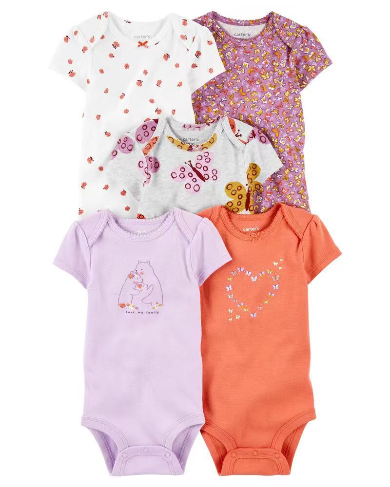 Children's summer new infant short-sleeved triangle clothes crawling clothes, five baby onesies, price for 5 piece 0.28kg