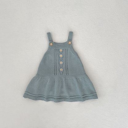 A Autumn and winter infants and baby girls, daisy embroidered hollow knitted jacket + knitted suspender skirt can be sorted