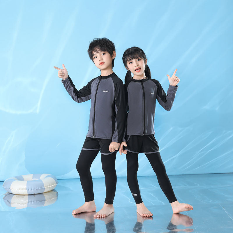 Traje de baño para niños, traje de baño para niños, traje de baño para niñas de secundaria, traje de baño de protección solar de manga larga para padres e hijos, traje de buceo de secado rápido, traje de surf 0,33 KG 