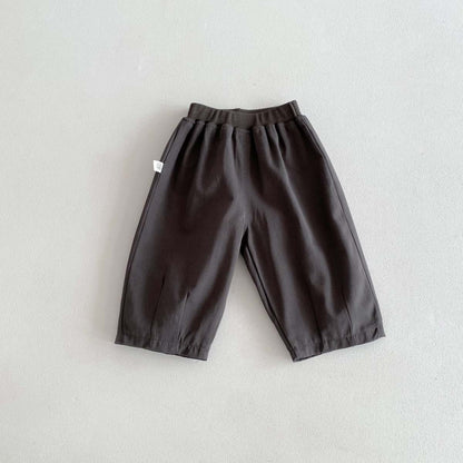 A Children's Spring/Summer Solid Color Casual Pants Baby Woven Cotton Wide Leg Pants for Boys and Girls Korean Edition Outgoing Pants with Open Crotch