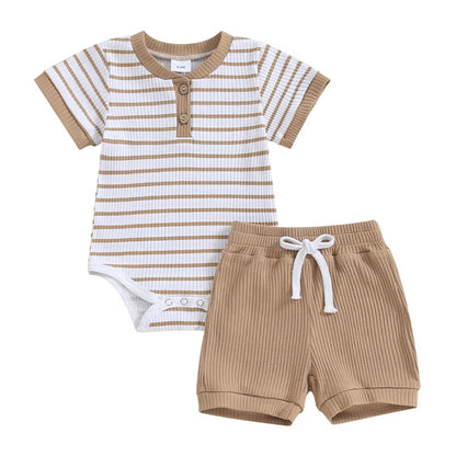 Cross border foreign trade baby summer jumpsuit short sleeved jumpsuit newborn and toddler jumpsuit sweater shorts set 0.45kg