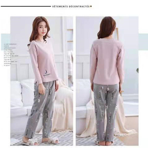 A large number of wholesale pajamas women's spring and autumn long-sleeved autumn and winter loungewear women's large size simple loose suit outer wear