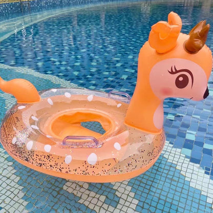 A New animal shape swimming seat with handle, cute PVC inflatable thickened lifebuoy, children's swimming ring batch