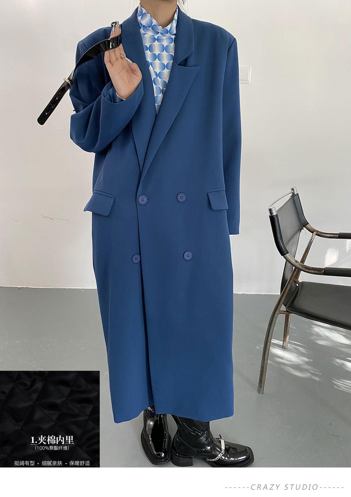 A autumn and winter new ins trendy Internet celebrity high retro British style medium long knee suit trench coat women