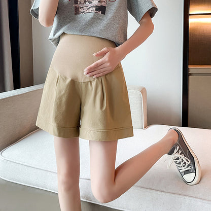 A Pregnant women's summer new ice silk A-shaped summer shorts loose and thin can be worn outside, bottomed wide-leg pants, safety pants