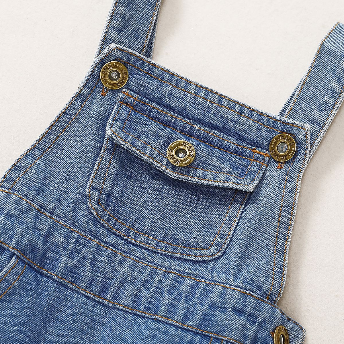 Girls' Spring and Autumn Sleeveless suspender cute solid color denim jumpsuit 0.206kg