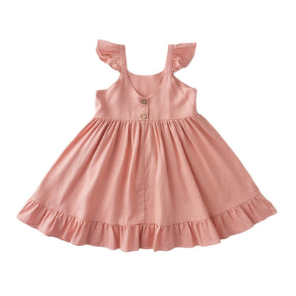 Un producto nuevo de verano de 2024 Vestido de algodón y cáñamo para niña Vestido tipo bandolera para bebé Camiseta sin mangas Falda Amazon International Cross border Instagram