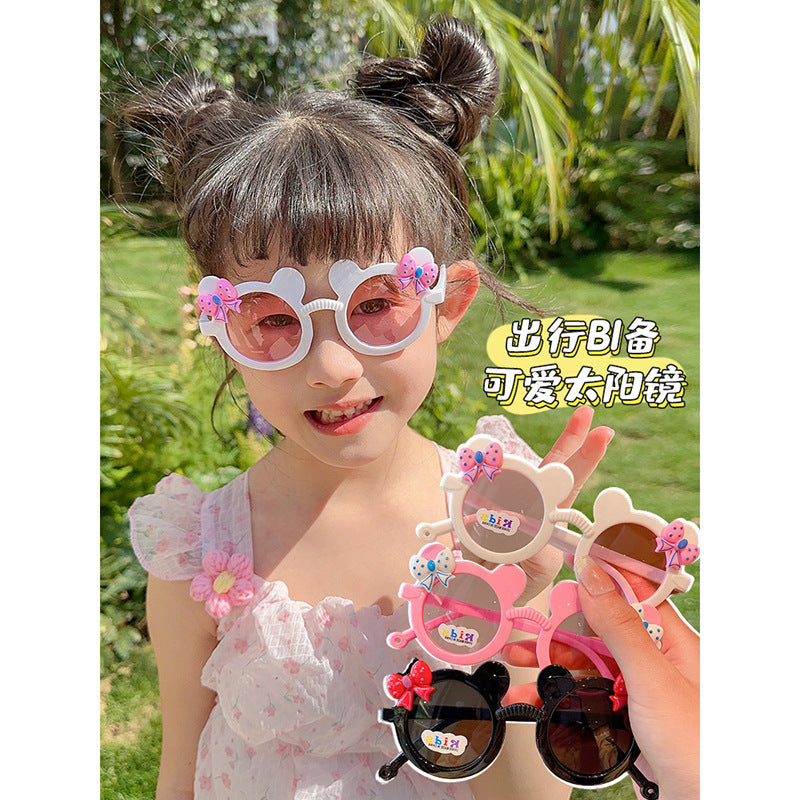 A Mickey children's sunglasses and sunglasses wholesale children's bow cartoon cute girl sun protection sunglasses factory 0.02KG