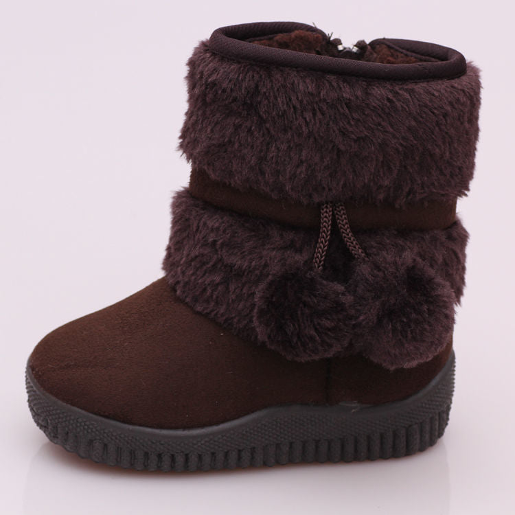 A Children's snow boots Thickened and velvet outdoor non-slip soft warm cotton shoes Boys and girls cotton boots Cross-border thick-soled cotton